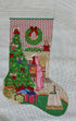 Little Girl Hanging Stocking w/ Tree Stocking