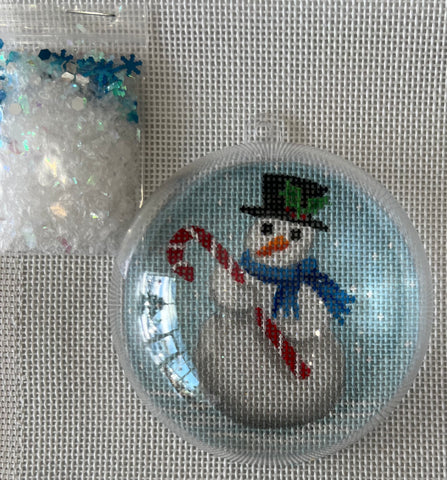 Snowman w/ Candy Cane Dome Ornament