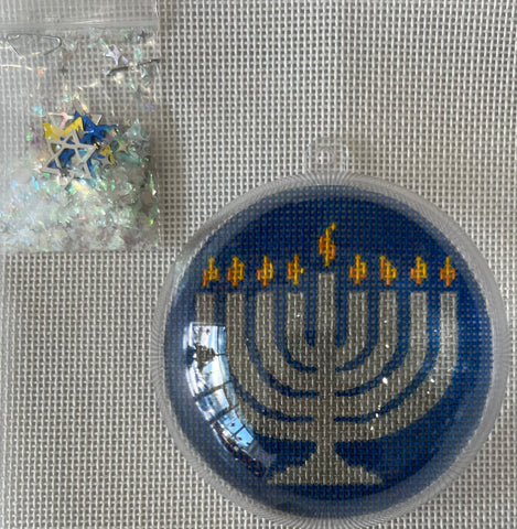 Silver Menorah Dome Ornament