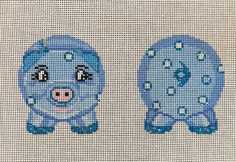 3D Piggy Bank Blue w/ white Dots