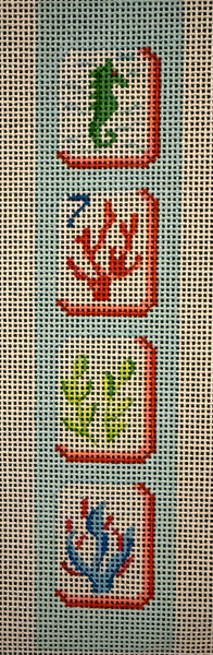 Mahjong Tiles Key Fob-Coral Reef Theme