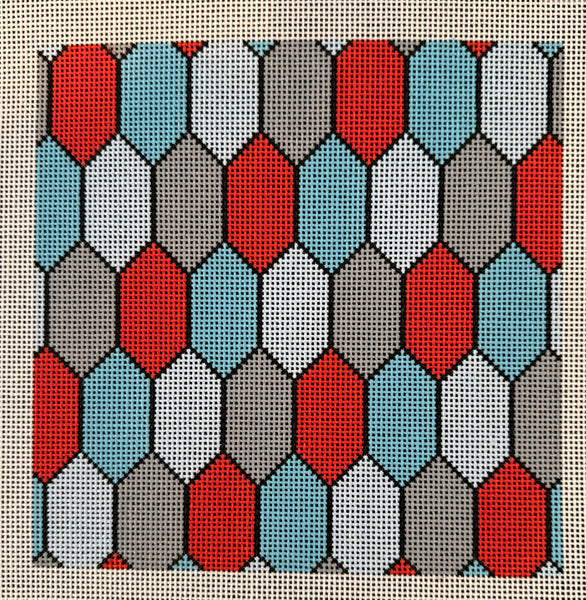 Teal and Red Tile Square