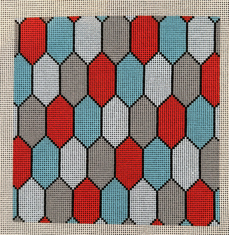 Teal and Red Tile Square