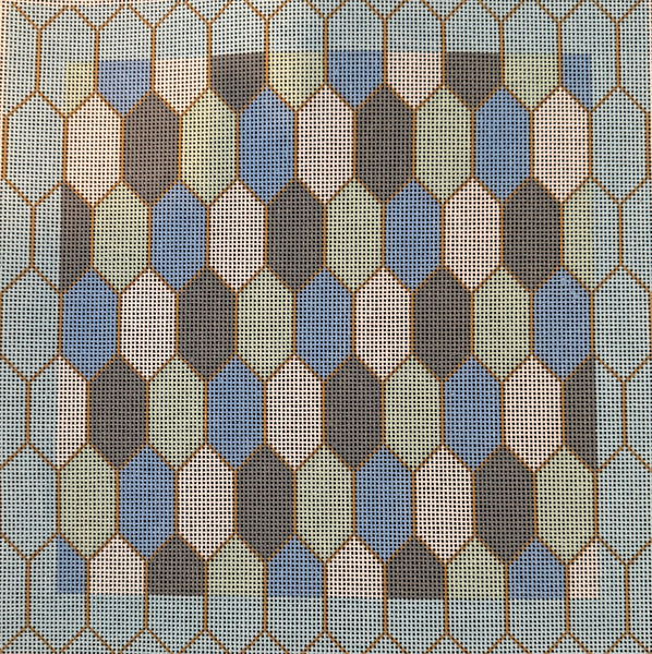 Light Blue Green Grey Tile Pillow