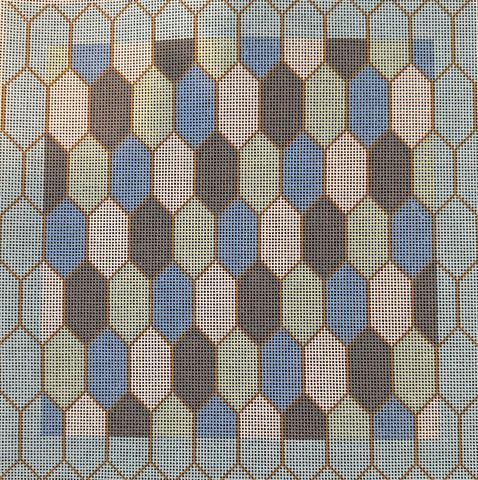 Light Blue Green Grey Tile Pillow