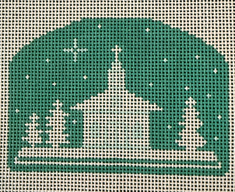 Mint Green Church Silhouette