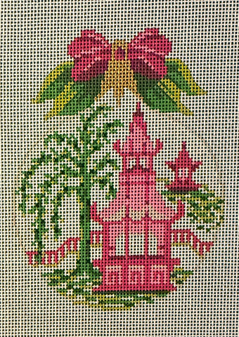China Pink Toile Kissing ball