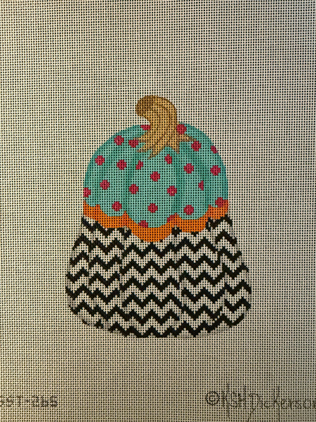 Funky Pumpkin Turquoise, Orange w/ Black and White Chevron
