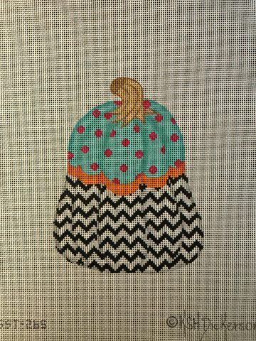 Funky Pumpkin Turquoise, Orange w/ Black and White Chevron