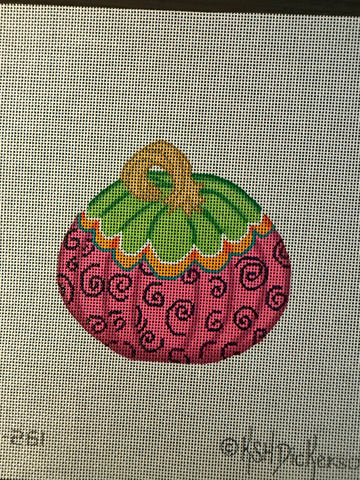 Green Pink w/ Black Swirls Funky Pumpkin