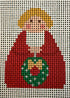 Red Angel with Green Wreath & Gold Bow Stitch It