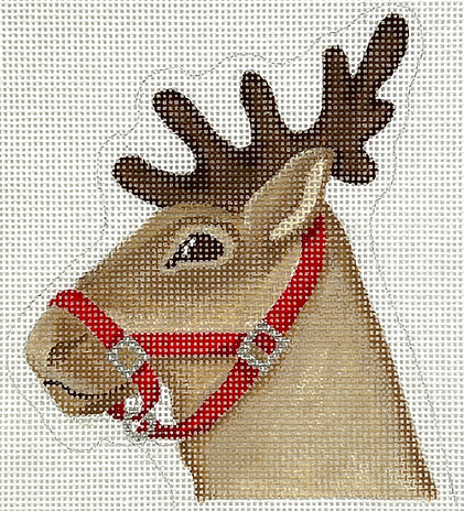Reindeer with Holly Candy Cane Holder