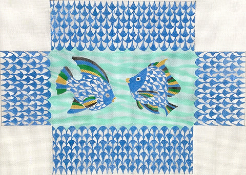 Blue/White Fishnet Fish Brick cover