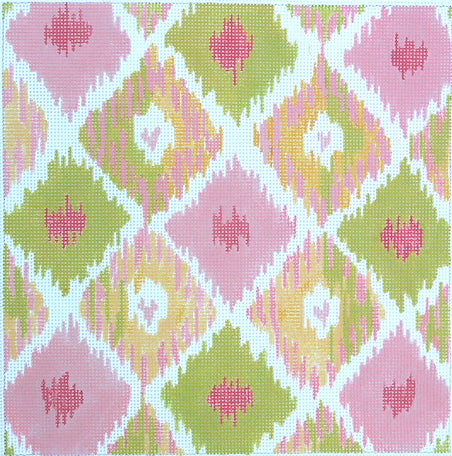 Ikat Diamonds w/ 4 Hearts Pinks, Greens w/ Sun Yellow