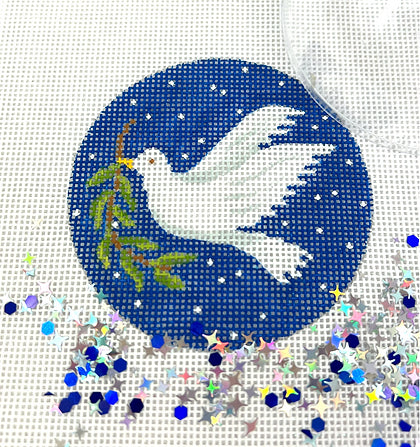 Dove w/ Olive Branch on Starry Night Dome Ornament