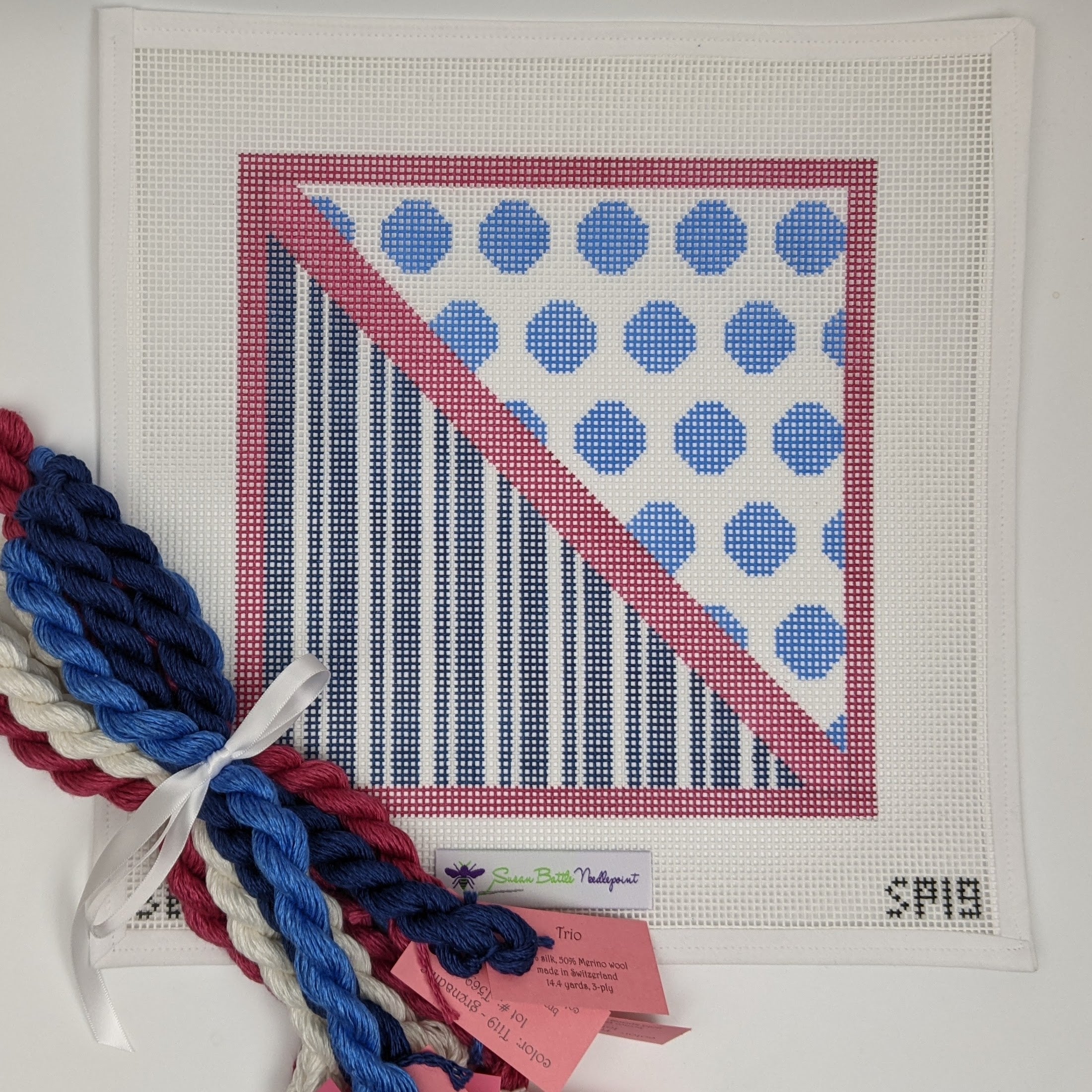 Blue Polka Dots & Stripes Canvas & Fiber Kit