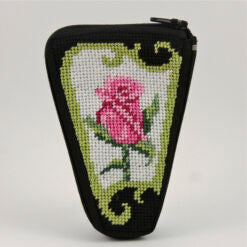 Stitch and Zip Pink Rose on Black Scissors Case