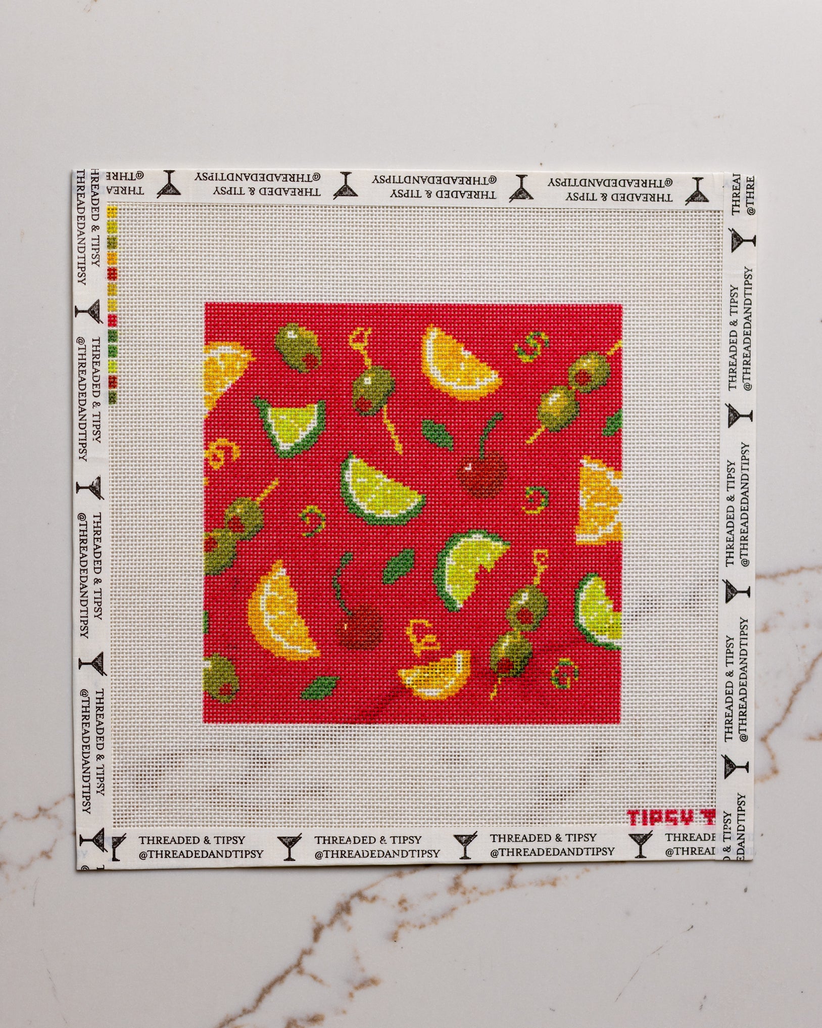 Square Cocktail Garnish Needlepoint Canvas