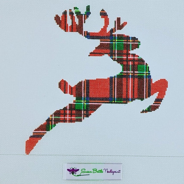 Plaid Reindeer Pillow
