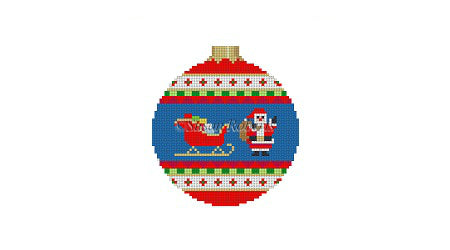 Santa Sleigh Round Ornament