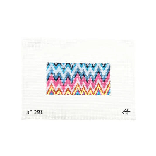 Zig Zag Needlepoint Blue,Pink and Yellow