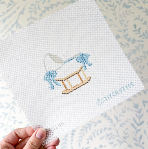 Baby Bassinet with Bows Blue — Stitch Style