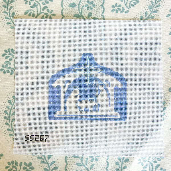 Blue and White nativity-Stable