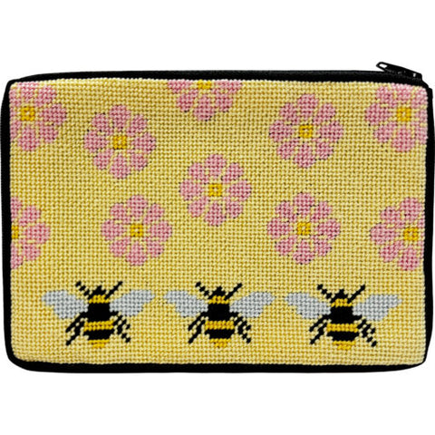Stitch and Zip Flowers and Bees Cosmetic Purse