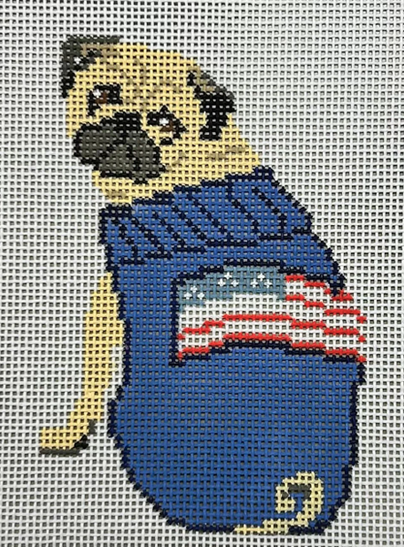 Pug w/ US Flag Sweater