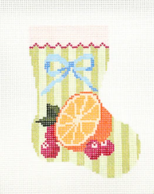 Orange and Cranberry Bow Mini Sock