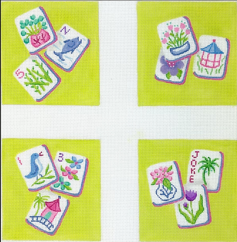 Mahjong Coasters - English Country Garden