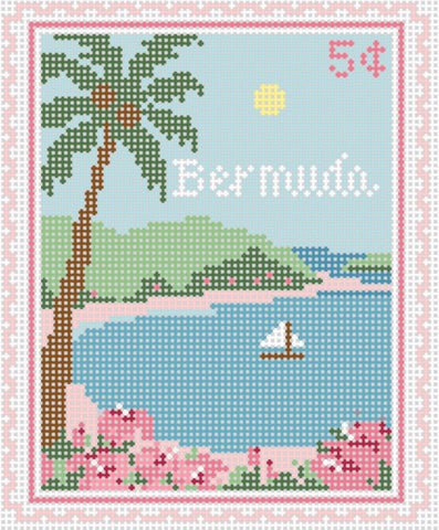 Bermuda Travel Stamp — Stitch Style Needlepoint