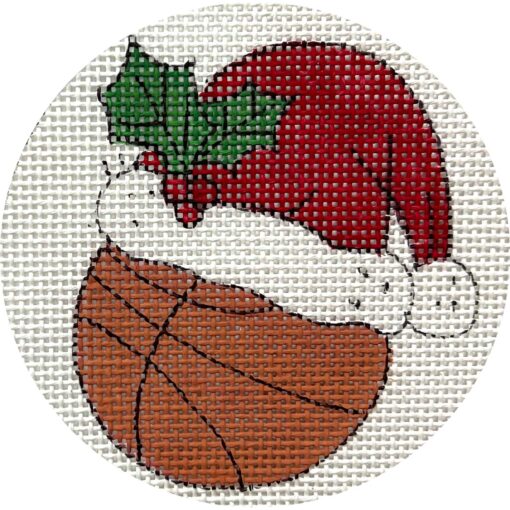 basketball with Santa hat