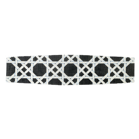 Black/White Caning Cummerbund
