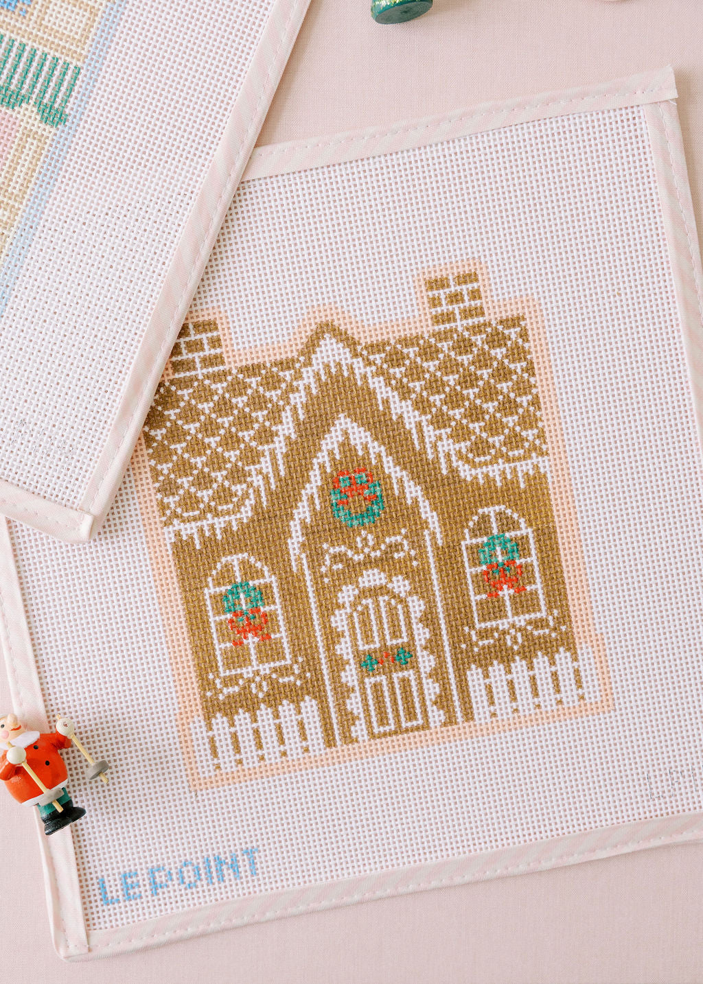Christmas Village Gingerbread House needlepoint canvas by Le Point Studio