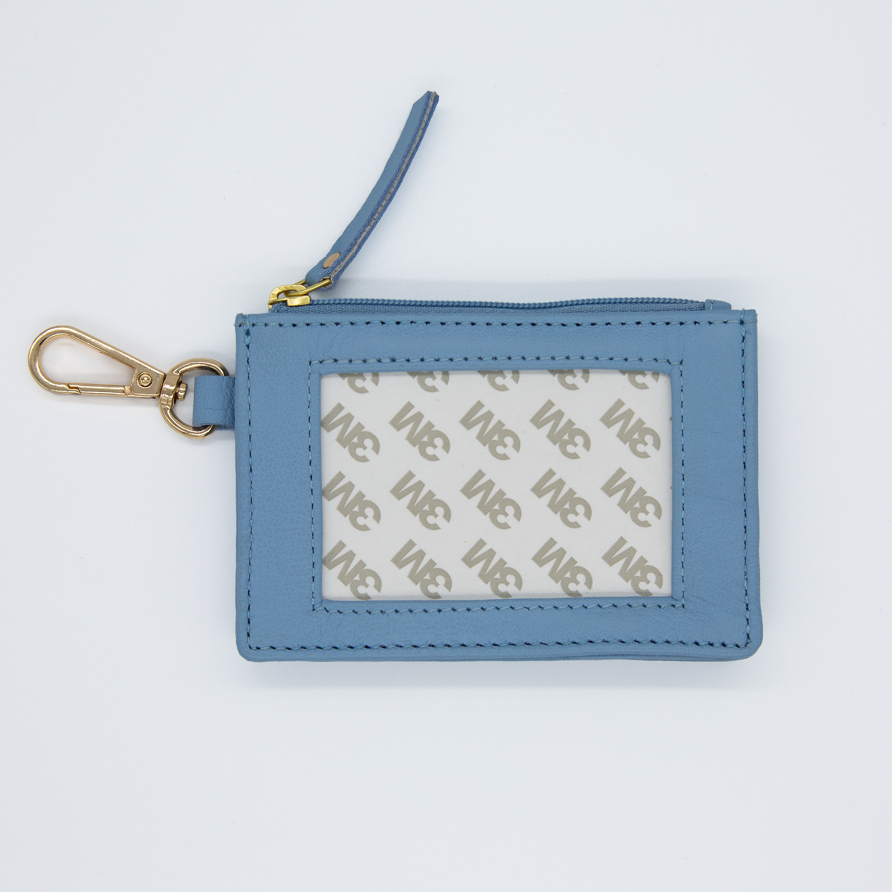 Zipper Coin Rectangle - Light Blue with Gold Fob