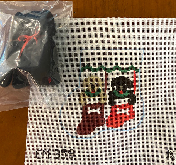 2 Dogs in Socks Mini Sock w/Black Dog