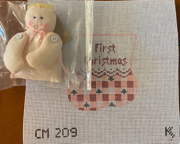 First Christmas Bootie w/Girl Baby