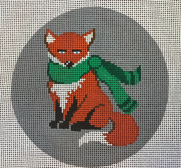 Round Sitting Fox w/Green Scarf