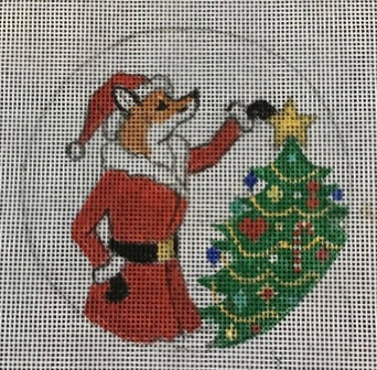 Santa Fox Putting Star on Tree
