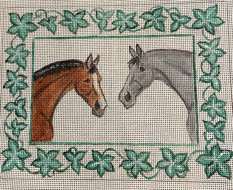 Two Horses with Ivy Border