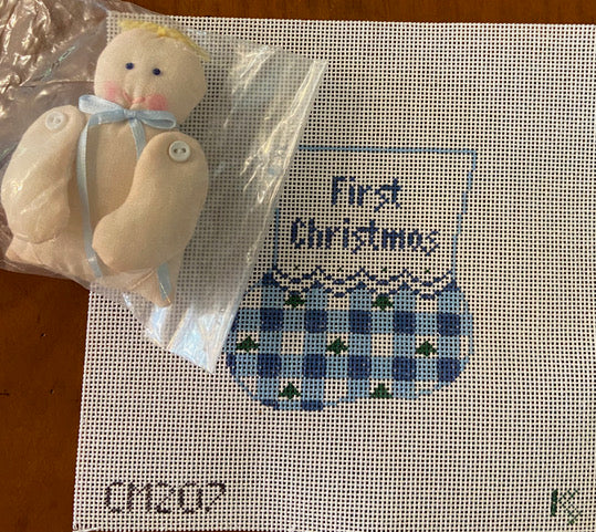 Gingham Bootie w/Baby Boy