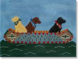 Three Dogs in a Canoe