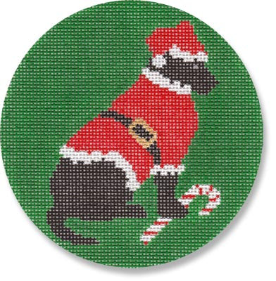 Black Lab in Santa Suit