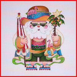 Squatty Santa with Palm Tree & Beach Hat