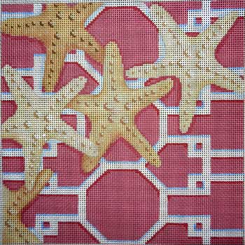Starfish Scattered on Pink / White
