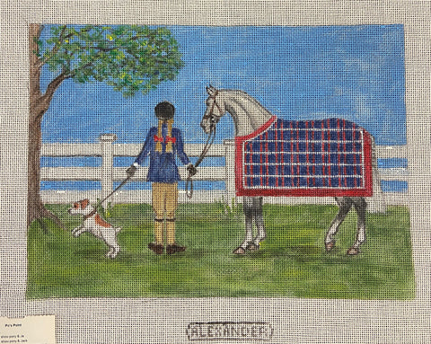 Little Girl w/Show Pony and Jack Russell