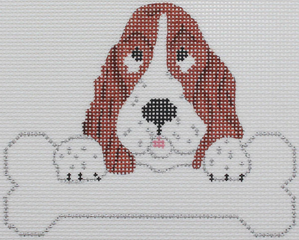 Christmas Basset Hound with Bone