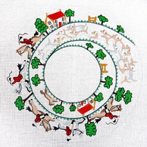 Spiral Hunt Scene Pillow