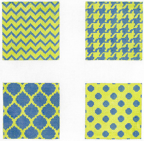Navy and Lime Mixed Geometric Coaster Insets